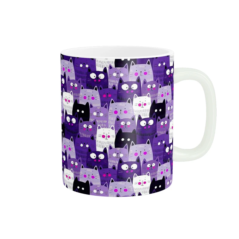 ماگ زیگورات مدل گربه های بنفش کد 00126