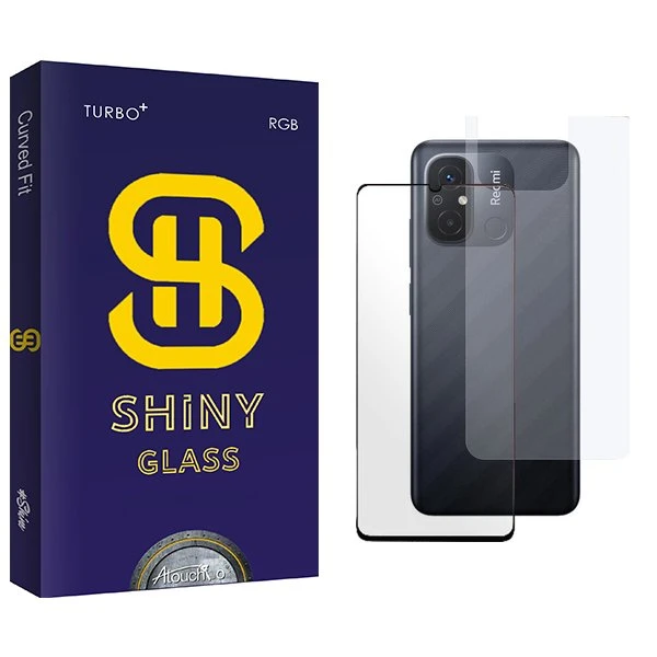 محافظ صفحه نمایش شیشه ای آتوچبو مدل Shiny مناسب برای گوشی موبایل شیائومی Redmi 12c  به همراه محافظ پشت گوشی