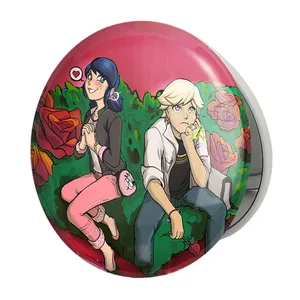 آینه جیبی خندالو طرح پسر گربه ای و دختر کفشدوزکی مدل تاشو کد 25044 