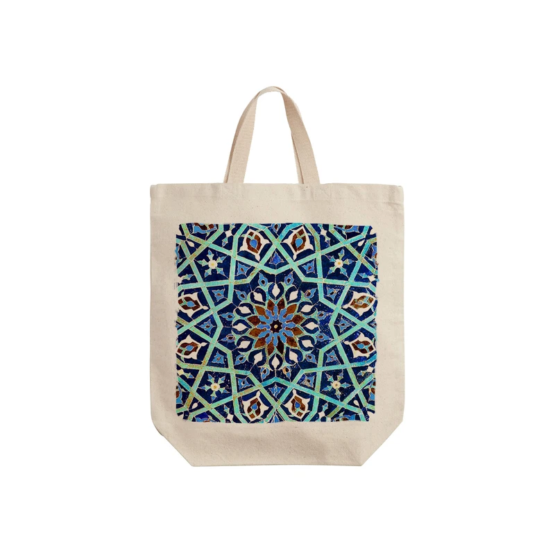 ساک خرید ترمه طراحان ایده مدل کاشی فیروزه کد trm527 - S