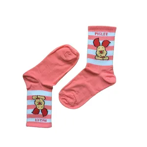جوراب دخترانه مدل ساق دار کارتونی رنگ سرخابی