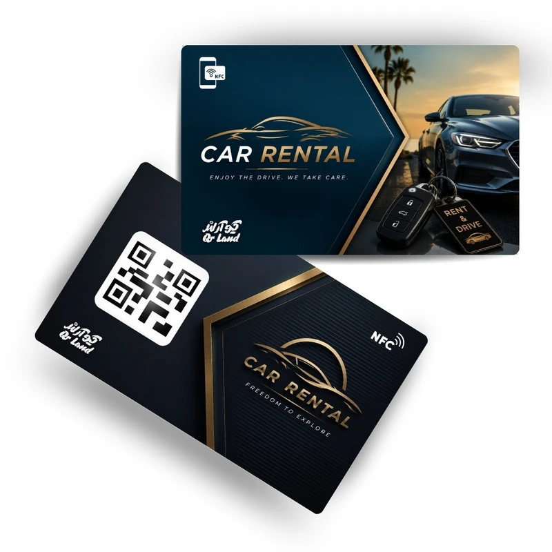 تگ NFC کارتی مدل کارت ویزیت هوشمند طرح اجاره خودرو