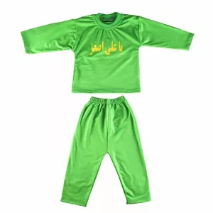 ست تی شرت و شلوار نوزادی مدل سقایی رنگ سبز