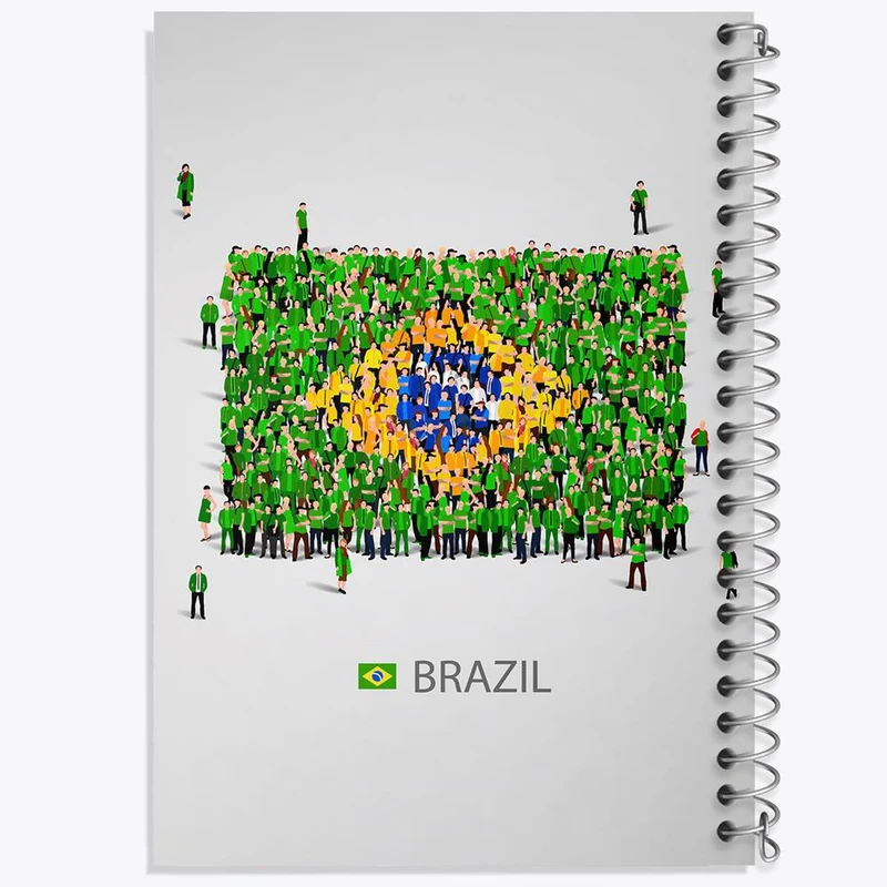 دفتر مشق 50 برگ خندالو مدل پرچم برزیل کد 20683