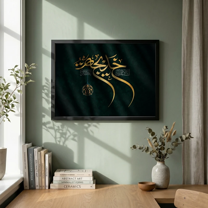 تابلو طرح السلام علیک یا خدیجه الکبری مدل G13941 فریم مشکی