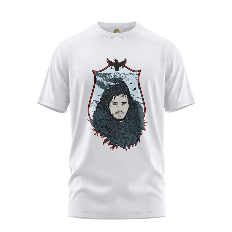 تی شرت آستین کوتاه مردانه هومرو مدل TW177 طرح جان اسنو بازی تاج و تخت