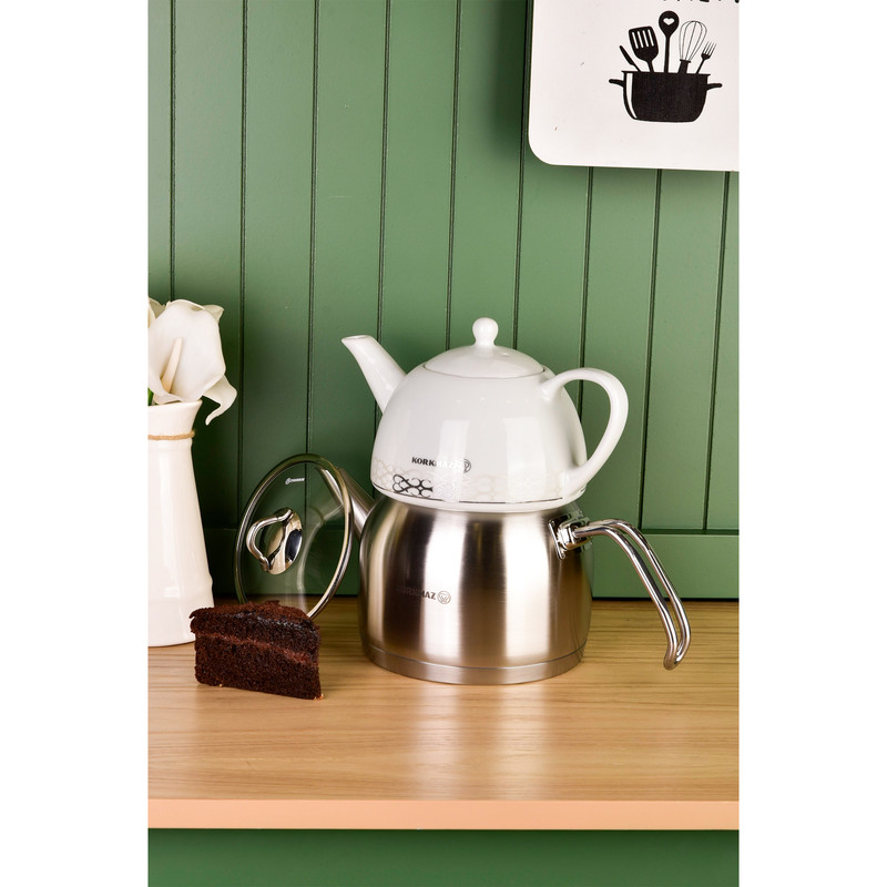 ست کتری قوری کرکماز مدل Mega satin کد 03-105 گنجایش کتری 2 لیتر گنجایش قوری 1 لیتر