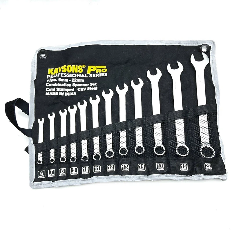 آچار یکسر تخت و یکسر رینگی کایسون مدل CRV-STEEL مجموعه 12 عددی آچار یکسر تخت و یکسر رینگی کایسون مدل CRV-STEEL مجموعه 12 عددی