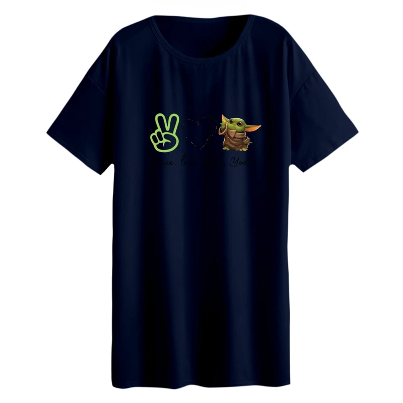 تی شرت لانگ زنانه مدل بیبی یودا صلح