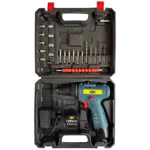 دریل پیچ گوشتی شارژی سه نظام 10 میلیمتری 128 ولت جاب مدل JB-128 POWER X مجموعه 40 عددی