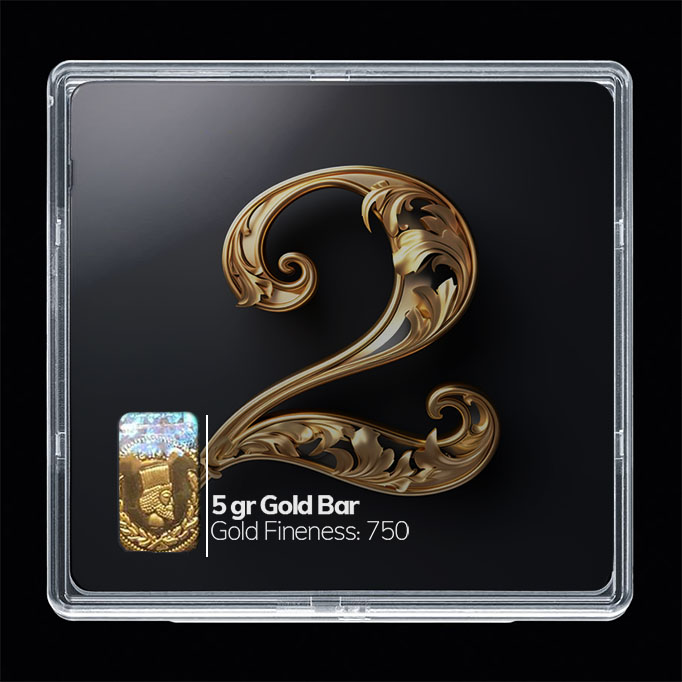 شمش طلا 18 عیار مدوپد مدل عدد 2  کد SG10202