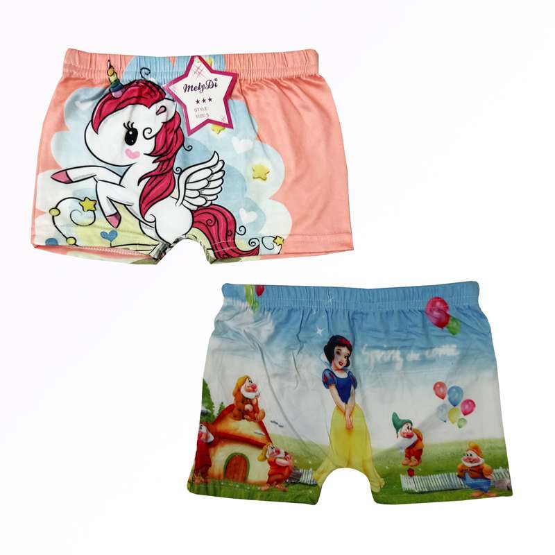 شورت دخترانه مدل یونیکورن و سفید برفی کد 0666 مجموعه 2 عددی