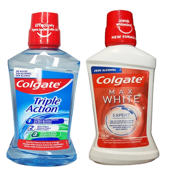 دهان شویه کلگیت مدل MAX WHITE حجم 500 میلی لیتر به همراه دهان شویه مدل Triple Action حجم 500 میلی لیتر