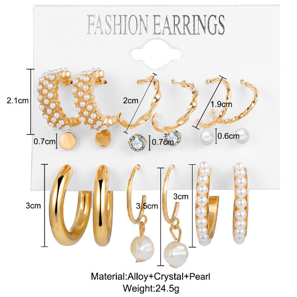 گوشواره دخترانه مدل حلقه ای مرواریدی بسته 9 عددی گوشواره دخترانه مدل حلقه ای مرواریدی بسته 9 عددی