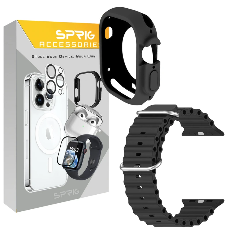 بند اسپریگ مدل Perfect Set Ocean مناسب برای اپل واچ Ultra / Ultra 2 49mm به همراه کاور