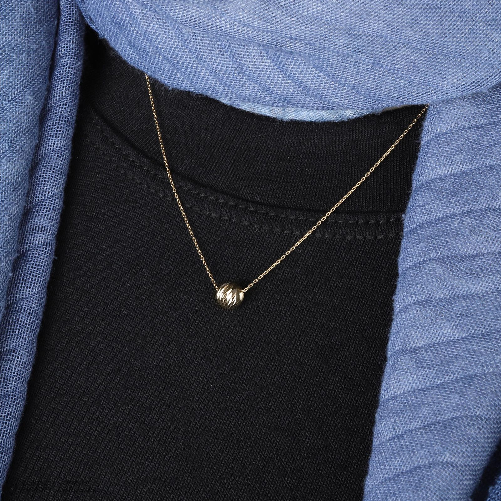 گردنبند طلا 18 عیار زنانه با زنجیر حلقه‌ای (فلامینگو) وی گالری مدل تک گوی تراش کد NC3634 -  - 4