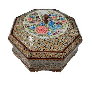 شکلات خوری خاتم کاری مدل هشت گوش گل و مرغ کد 180