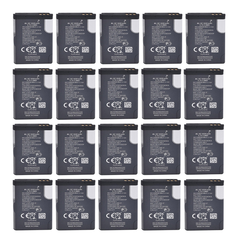 باتری موبایل مدل BL-5C با ظرفیت 1020میلی آمپرساعت مناسب برای گوشی موبایل نوکیا 5C بسته 20 عددی