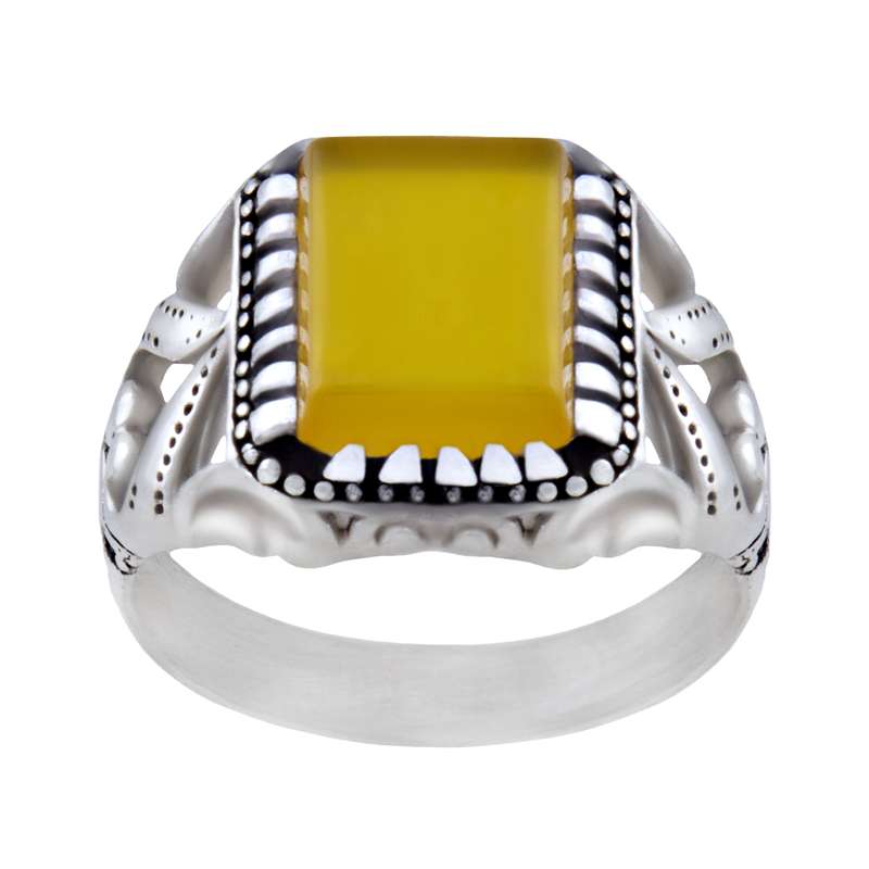 انگشتر نقره مردانه مدل عقیق شرف الشمس اصل رکاب سیلندری کد AM_023