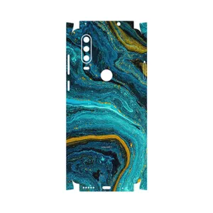 MAHOOT Turquoise marblewith golden streaks-FullSkin Cover Sticker for Motorola One Action