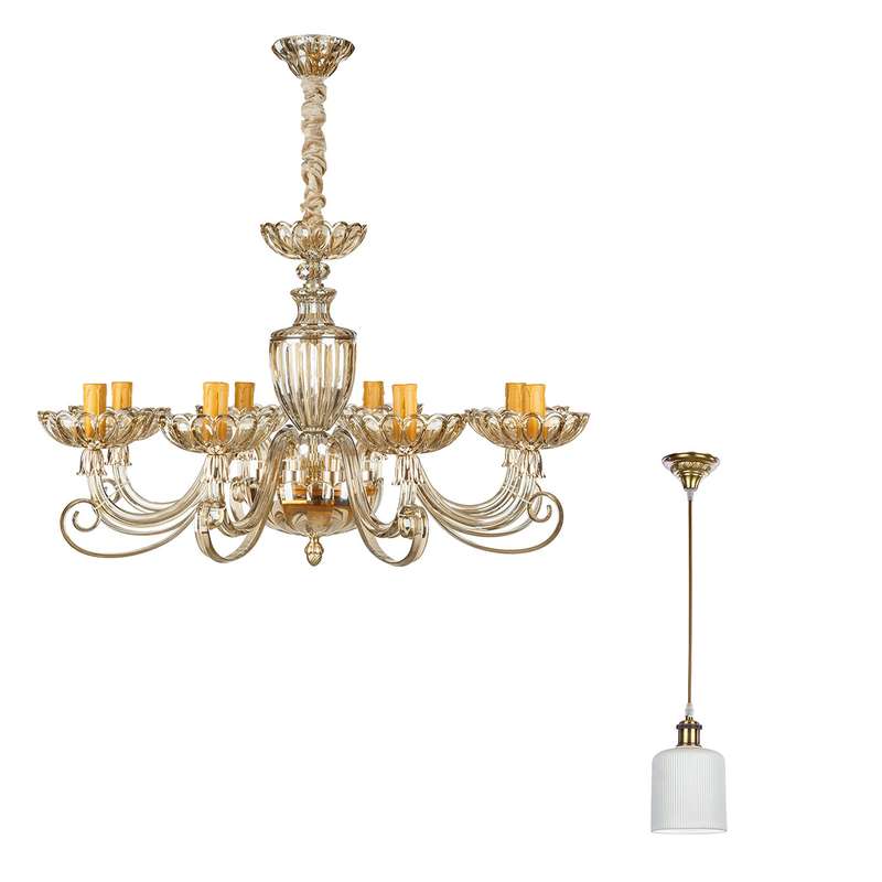 لوستر 8 شعله و چراغ آویز چشمه نور کد C2129/8