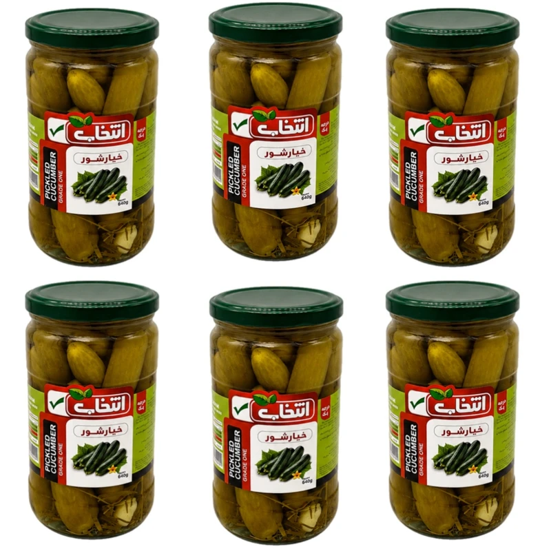 خیارشور درجه یک انتخاب - 640 گرم بسته 6 عددی