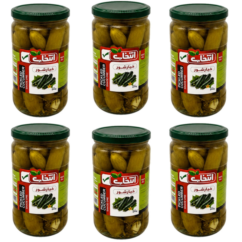 خیارشور درجه یک انتخاب - 640 گرم بسته 6 عددی