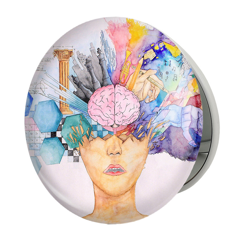 آینه جیبی خندالو طرح مغز Brain مدل تاشو کد 31065