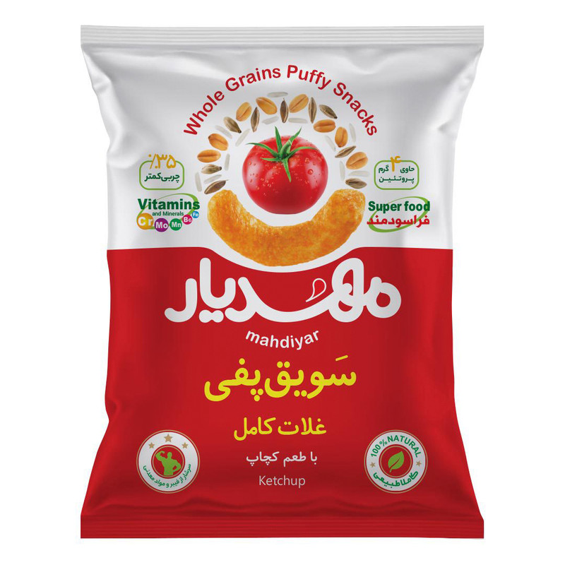 سویق پفی غلات کامل با طعم کچاپ مهدیار  - 50 گرم