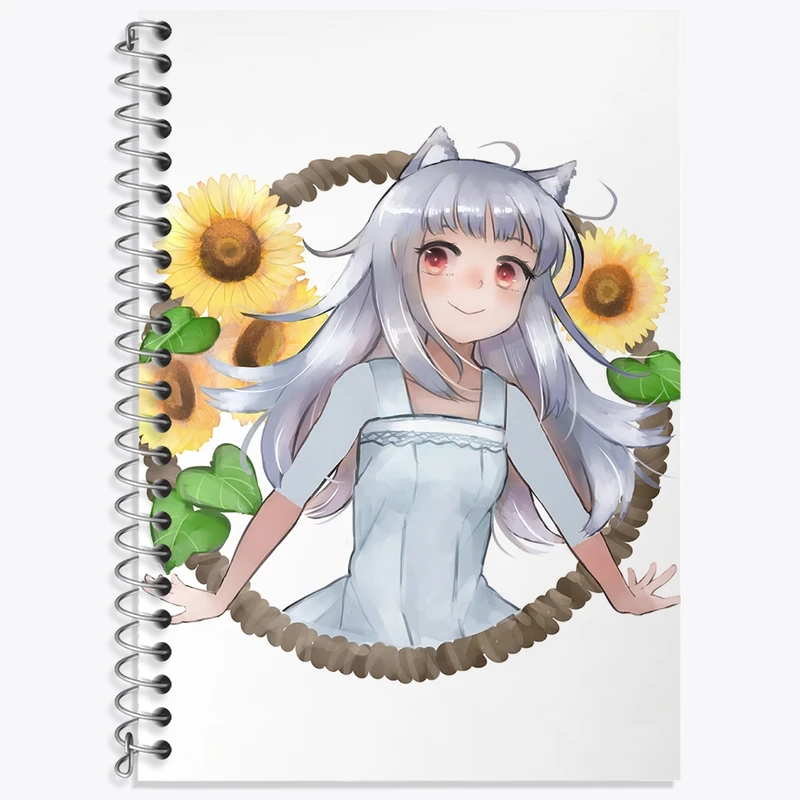 دفتر زبان 50 برگ خندالو مدل سه خط طرح میوری انیمه ادویه و گرگ کد 36087