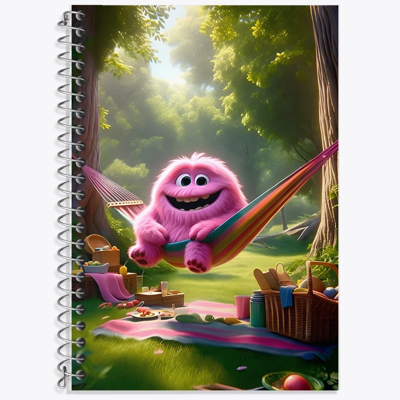 دفتر زبان 50 برگ خندالو مدل سه خط طرح هیولای کیوت کد F6285