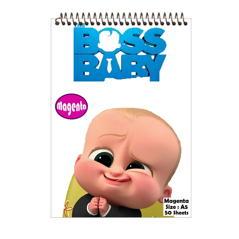 دفتر نقاشی 50 برگ مجنتا طرح بچه رییس کد 0072