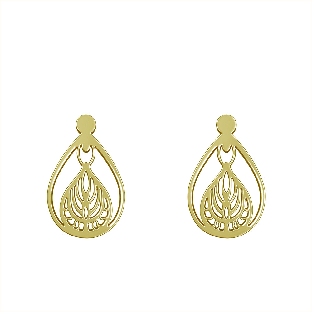 گوشواره طلا 18 عیار زنانه مدوپد مدل هندسی کد GA1-11361