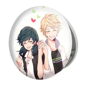 آینه جیبی خندالو طرح پسر گربه ای و دختر کفشدوزکی مدل تاشو کد 25027 