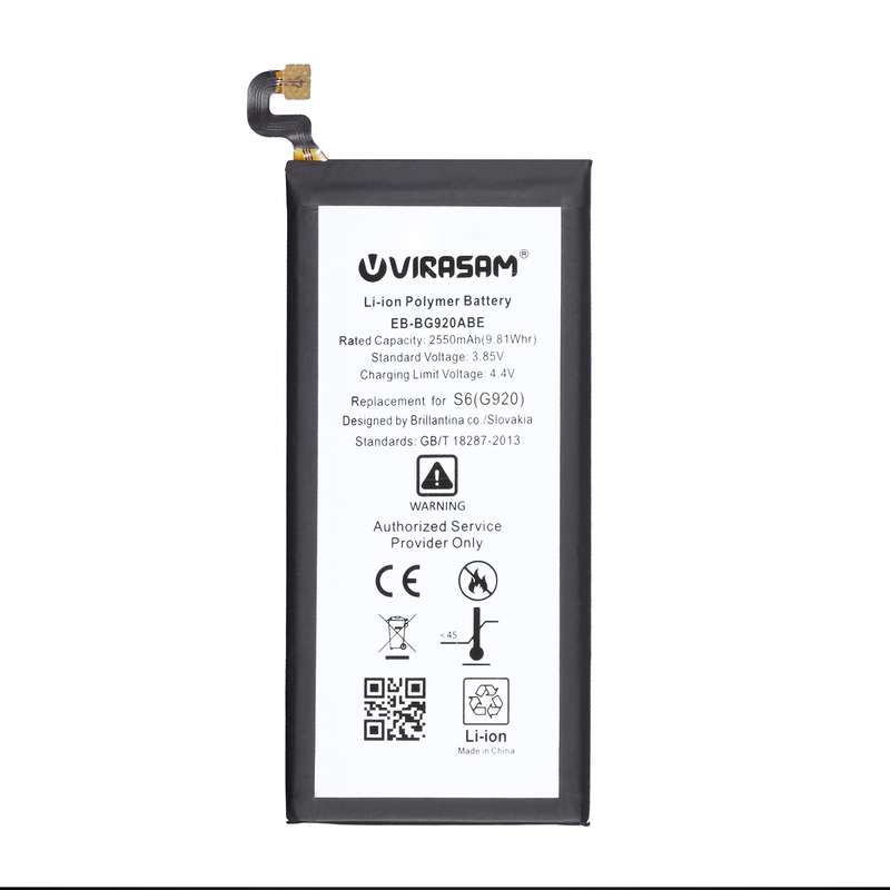 باتری موبایل ویراسام مدل S6/G920 با ظرفیت 2550 میلی آمپر ساعت مناسب برای گوشی موبایل سامسونگ Galaxy S6/G920