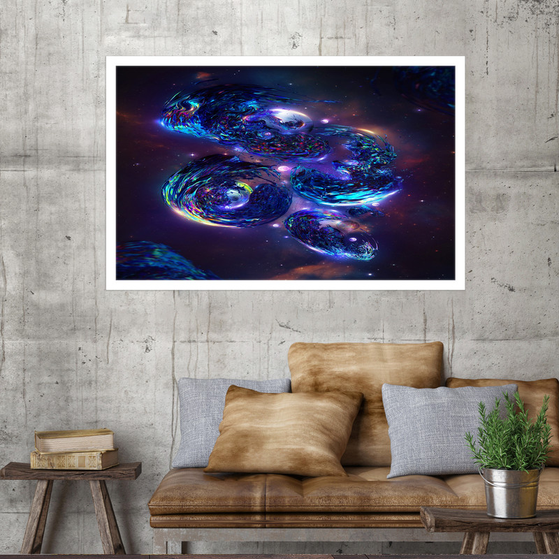 تابلو نوری بکلیت طرح آسمان رنگارنگ و ماه مدل W-MO1751