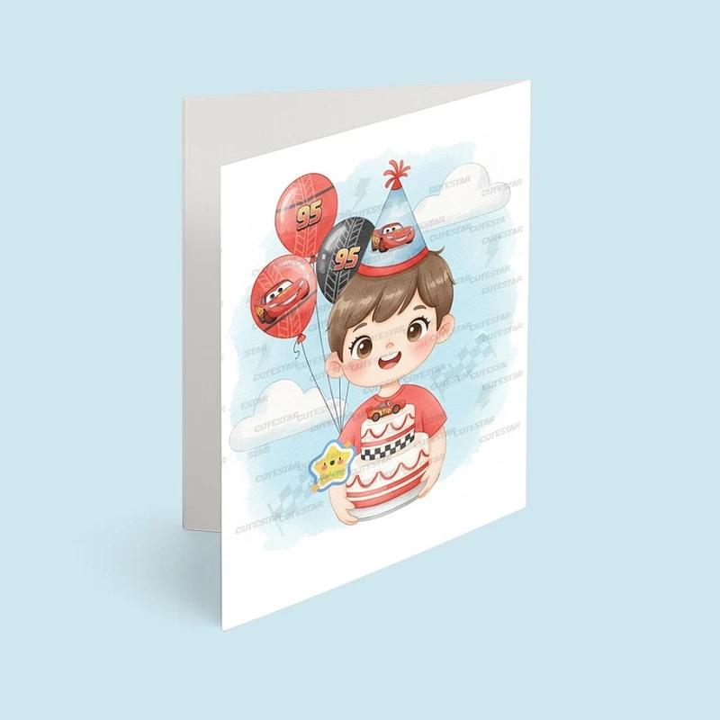 کارت دعوت کیوت استار مدل تولد تم مک کوئین مجموعه 6 عددی