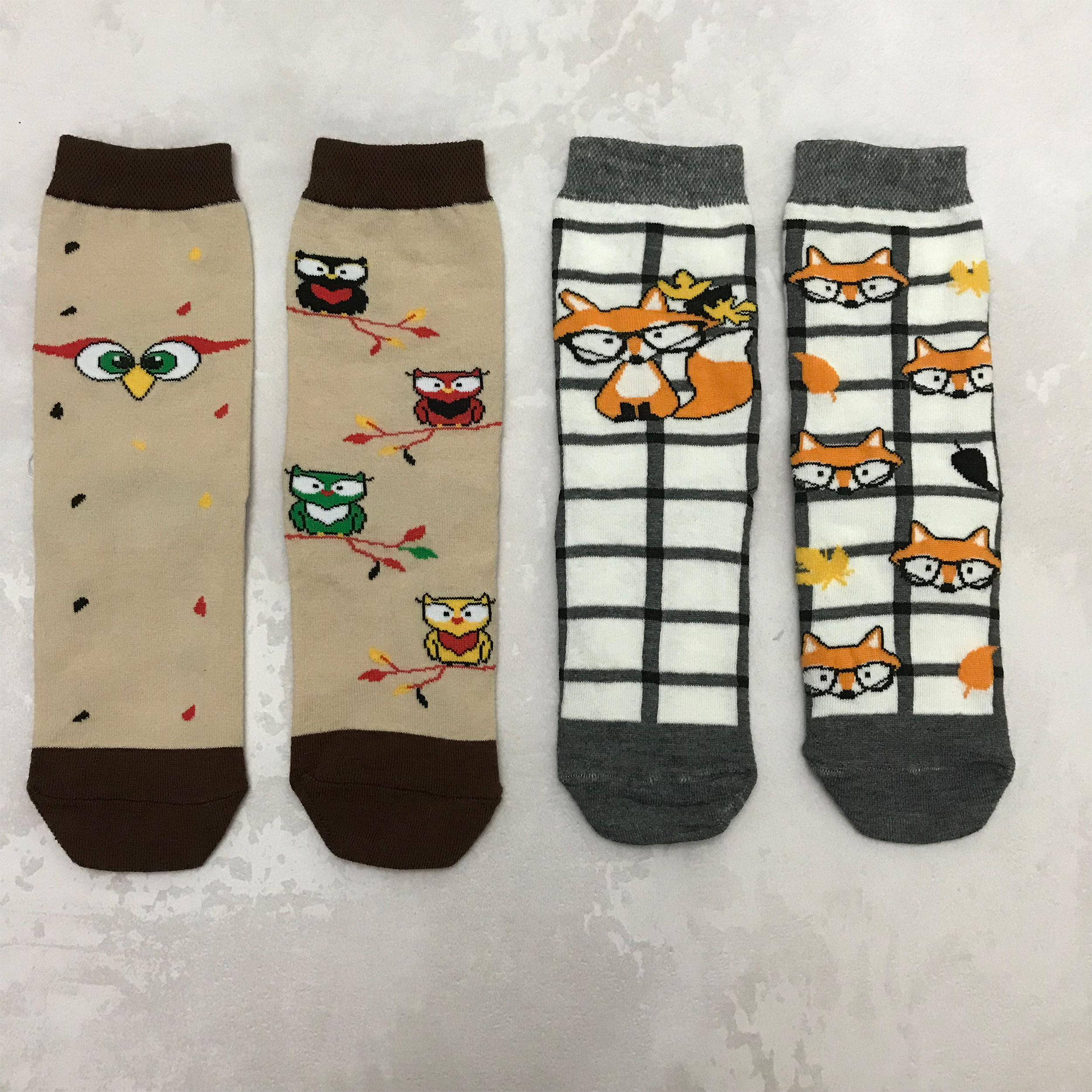 جوراب پسرانه تن پوش هنگامه مدل جغد و روباه بسته 2 عددی