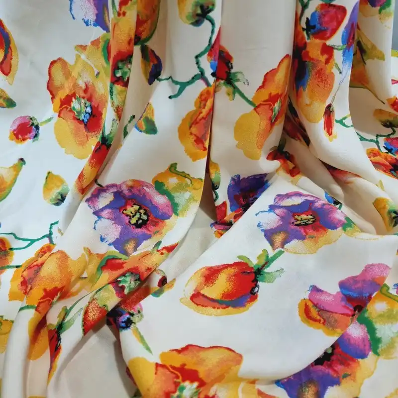 پارچه لباس مدل کودری نخی طرح گلدرشت کد AC