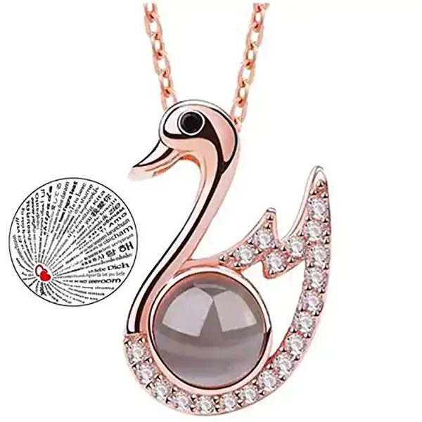 گردنبند زنانه مدل قو دوستت دارم به صد زبان دنیا