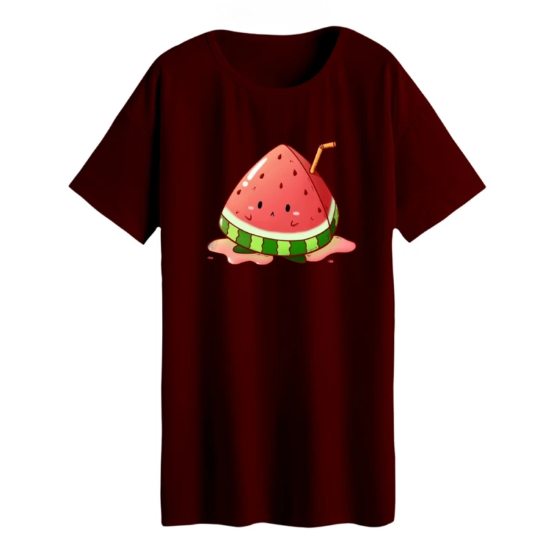 تی شرت لانگ زنانه مدل هندوانه یلدایی کد 52