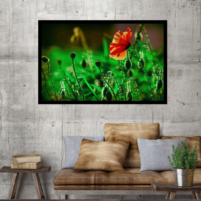 تابلو نوری بکلیت طرح منظره گل خشخاش مدل B-MO1517