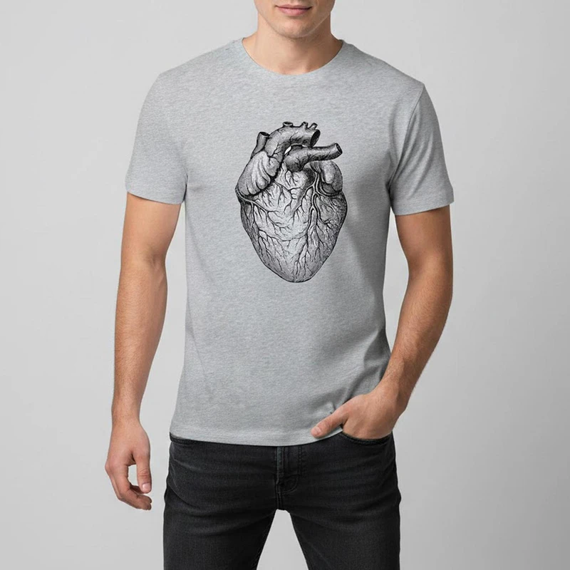 تیشرت ملانژ مردانه الینور طرح قلب مدل EML15