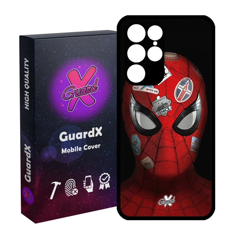 کاور گارد ایکس طرح Spider Man مدل Glass10033 مناسب برای گوشی موبایل سامسونگ Galaxy S22 Ultra
