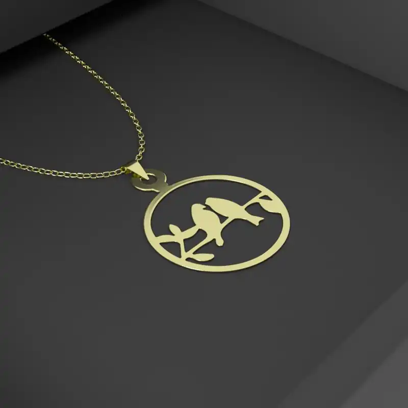 گردنبند طلا 18 عیار زنانه مدوپد مدل دو کبوتر کد GBA10163 به همراه باکس گل رز جاویدان