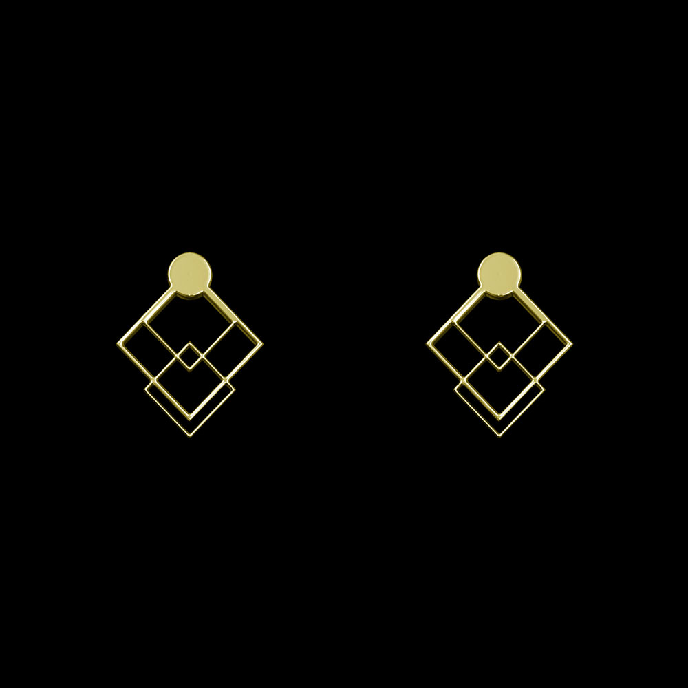 گوشواره طلا 18 عیار زنانه مدوپد مدل هندسی کد GA1-10408