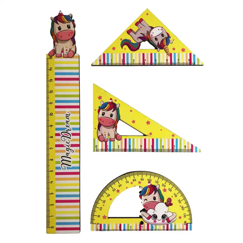 ست خط کش طرح یونیکورن مجموعه 4 عددی