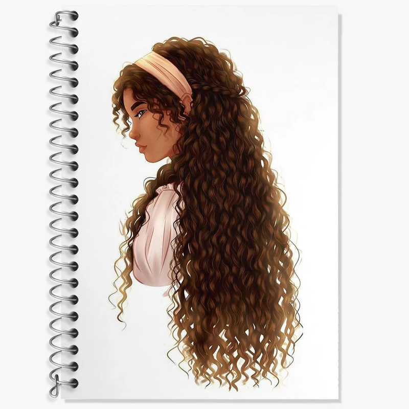 دفتر زبان 50 برگ خندالو مدل دو خط طرح دختر مو فرفری کد 28792