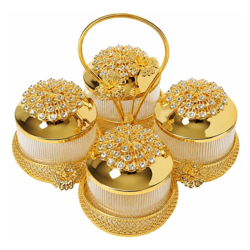 شکلات خوری مدل دسته دار طرح گل مجموعه 4 عددی