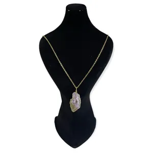 گردنبند مدل ژئود سنگ آمیتیست کد 1222